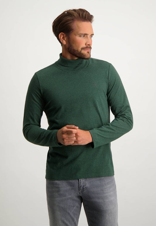 Green cotton long sleeve T-shirt with turtleneck State of Art - 22402/5600