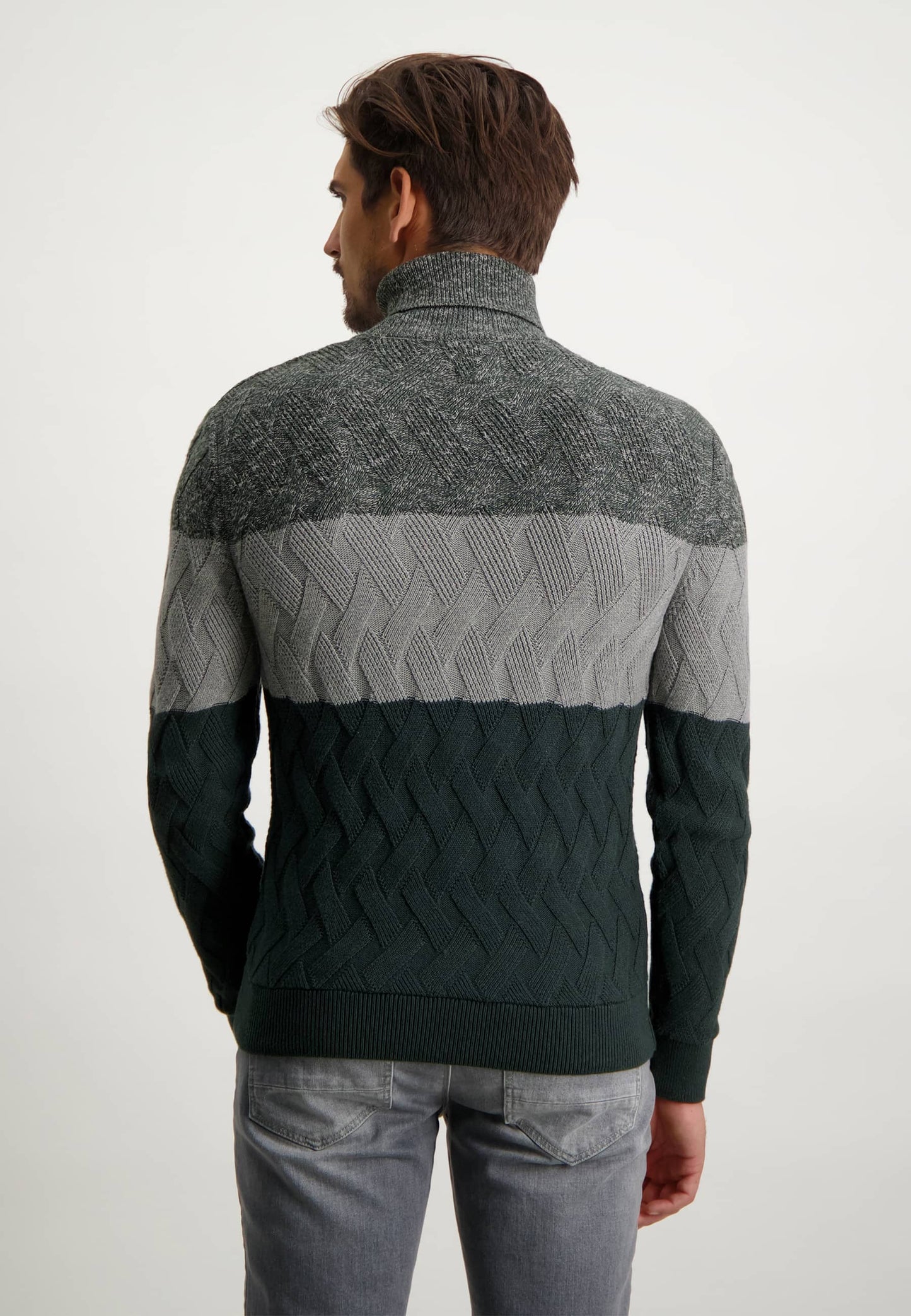 Green striped turtle neck cotton pullover State of Art - 22085/3992