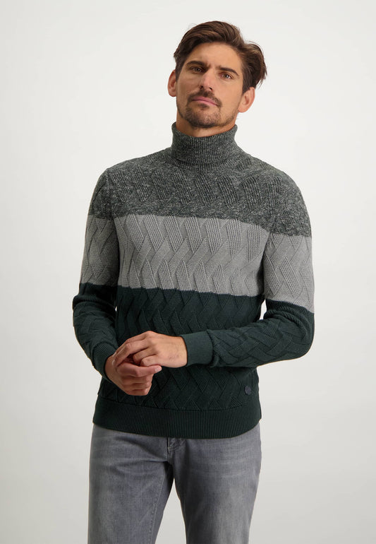 Green striped turtle neck cotton pullover State of Art - 22085/3992