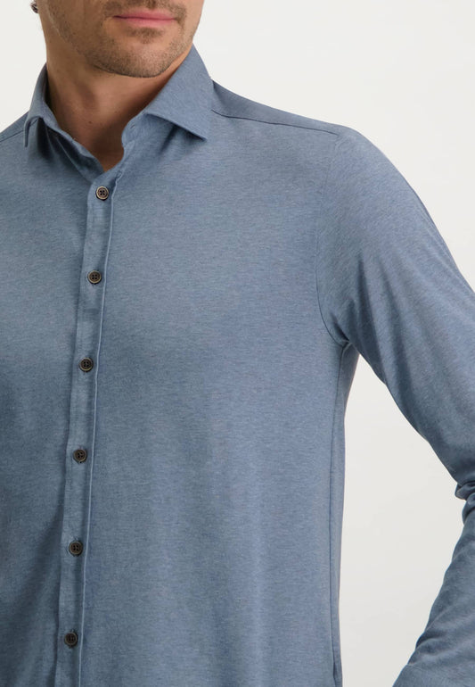 Blauw jersey regular fit overhemd State of Art - 22289/5600