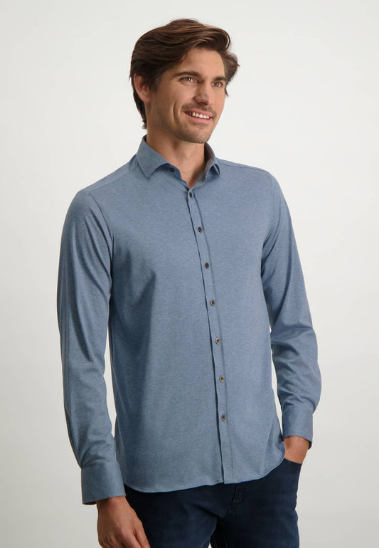 Blauw jersey regular fit overhemd State of Art - 22289/5600