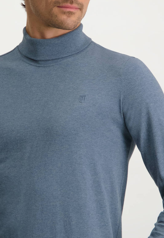 Blue cotton long sleeve T-shirt with turtleneck State of Art - 22402/5600