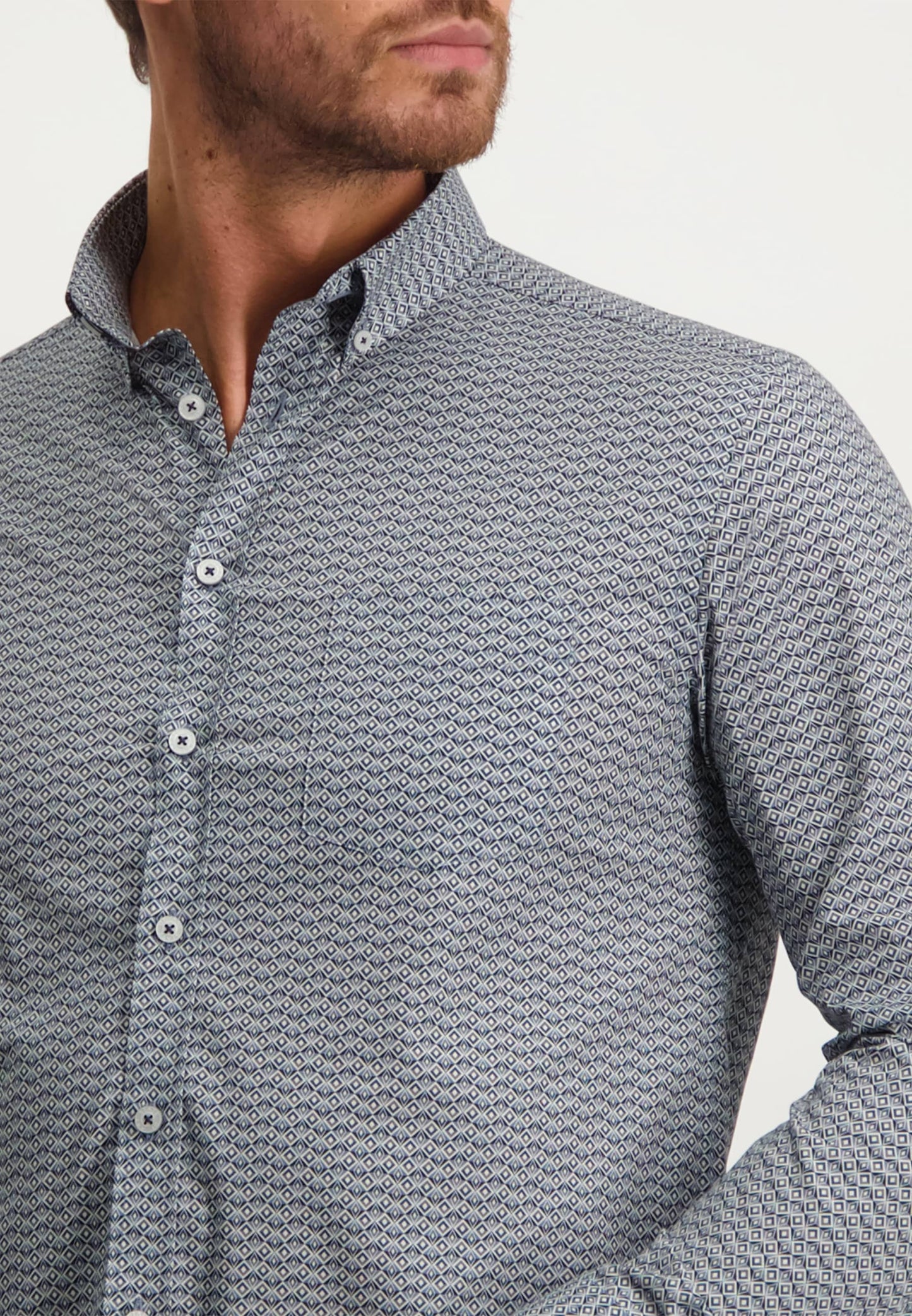 Rust cotton regular fit shirt with print State of Art - 22260/2911