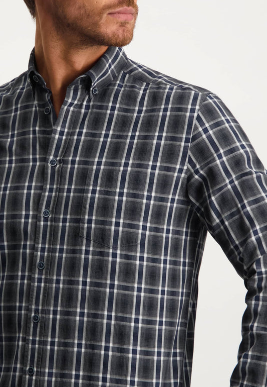 Blue grey checkered cotton regular fit shirt State of Art - 22235/5992