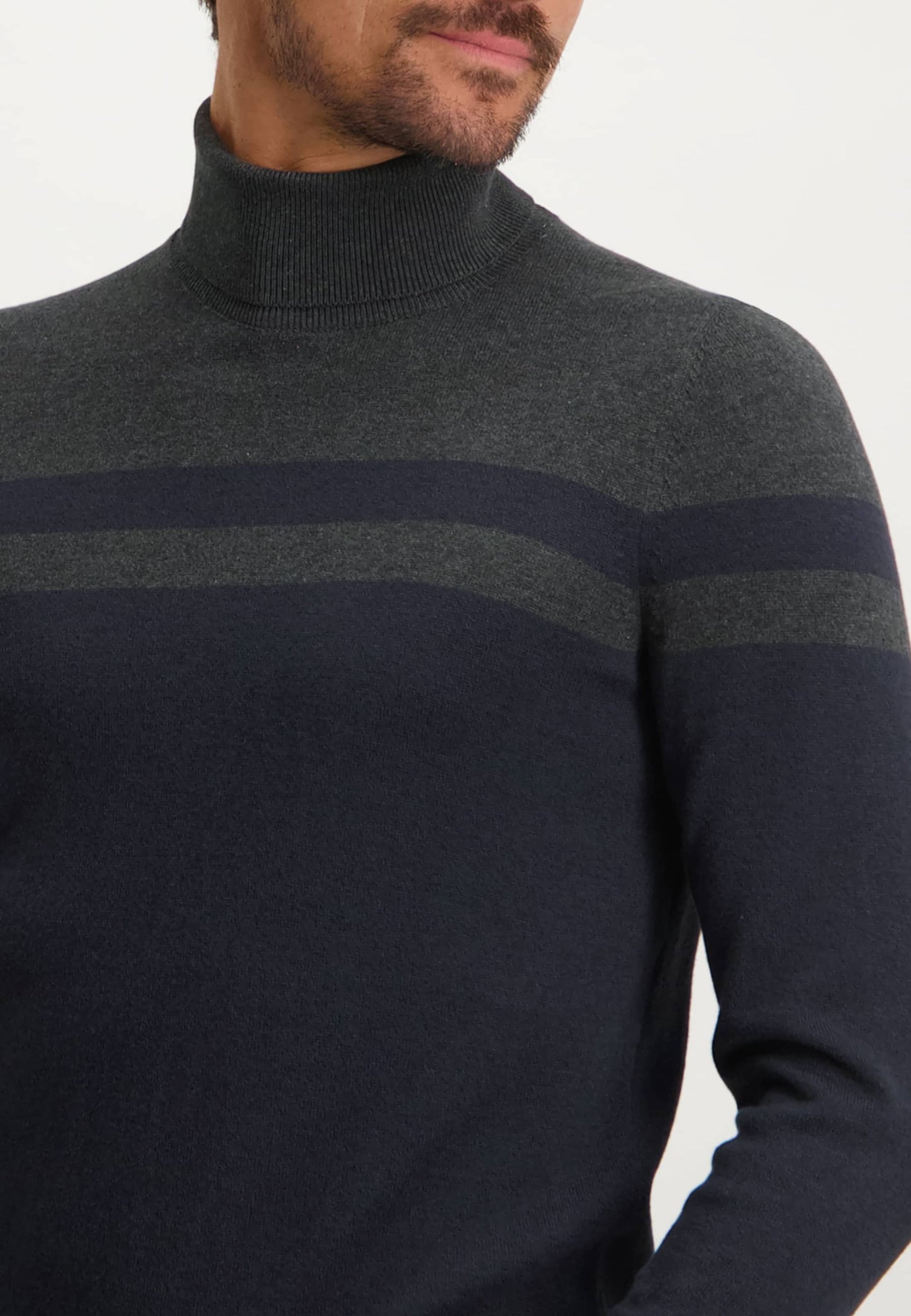 Navy striped turtle neck cotton pullover State of Art - 22077/5998