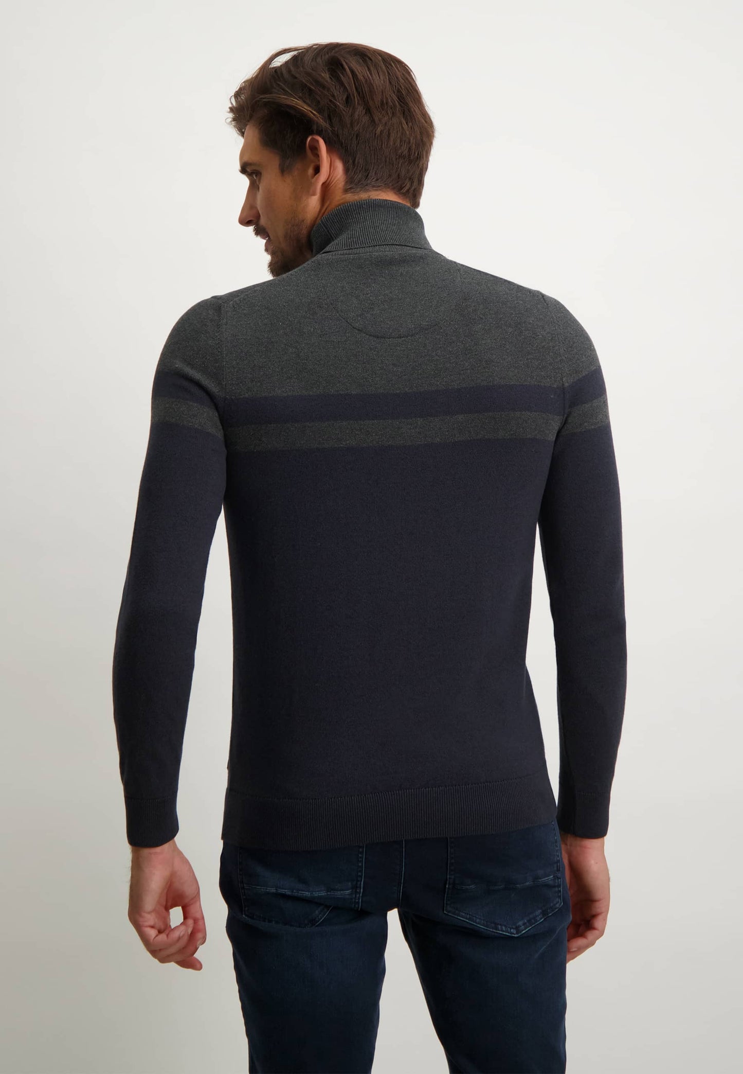 Navy striped turtle neck cotton pullover State of Art - 22077/5998