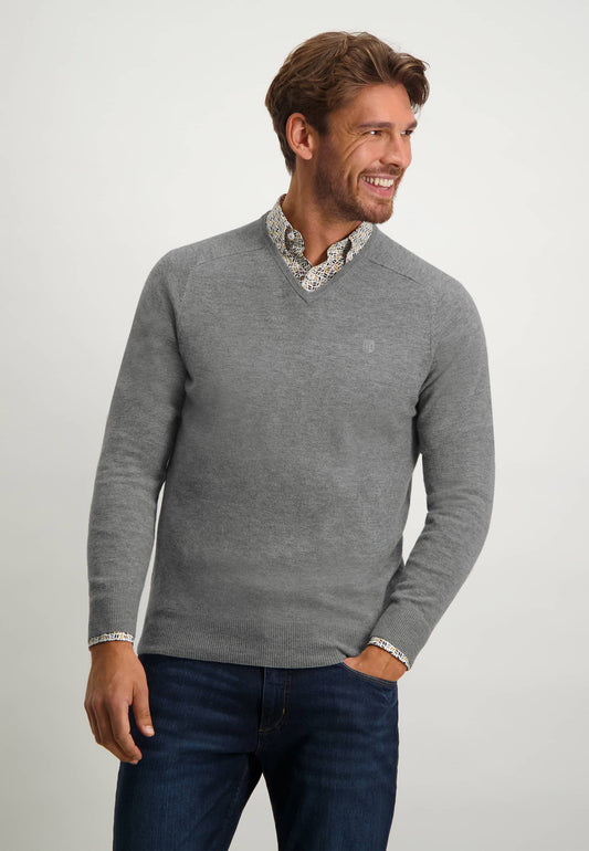  Grijze wollen V-hals pullover State of Art - 22000/9200 