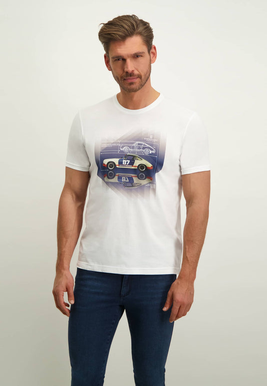 White cotton T-Shirt with print State of Art - 13971/100
