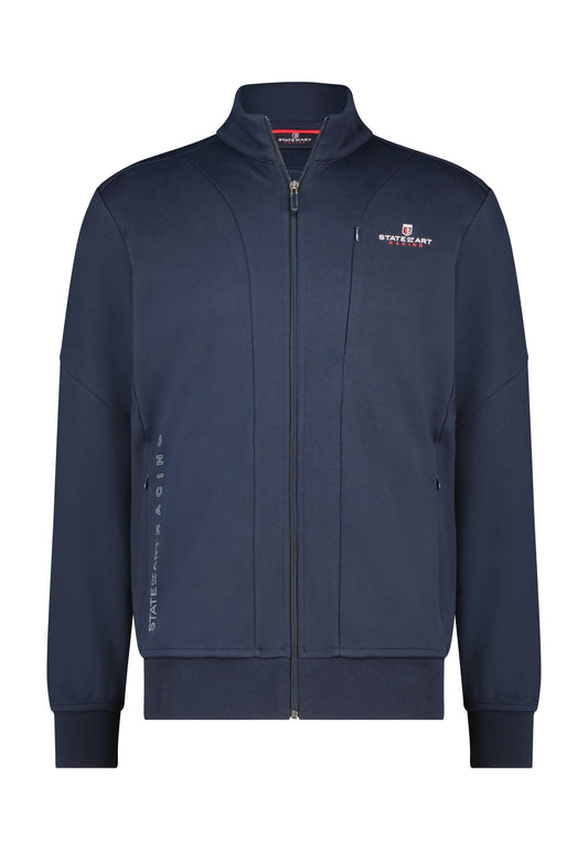 Navy cotton cardigan with zip State of Art - 13977/5900