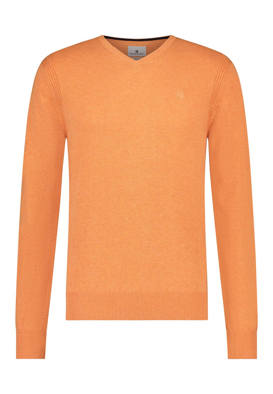 Orange cotton V-neck pullover State of Art - 12051/2900