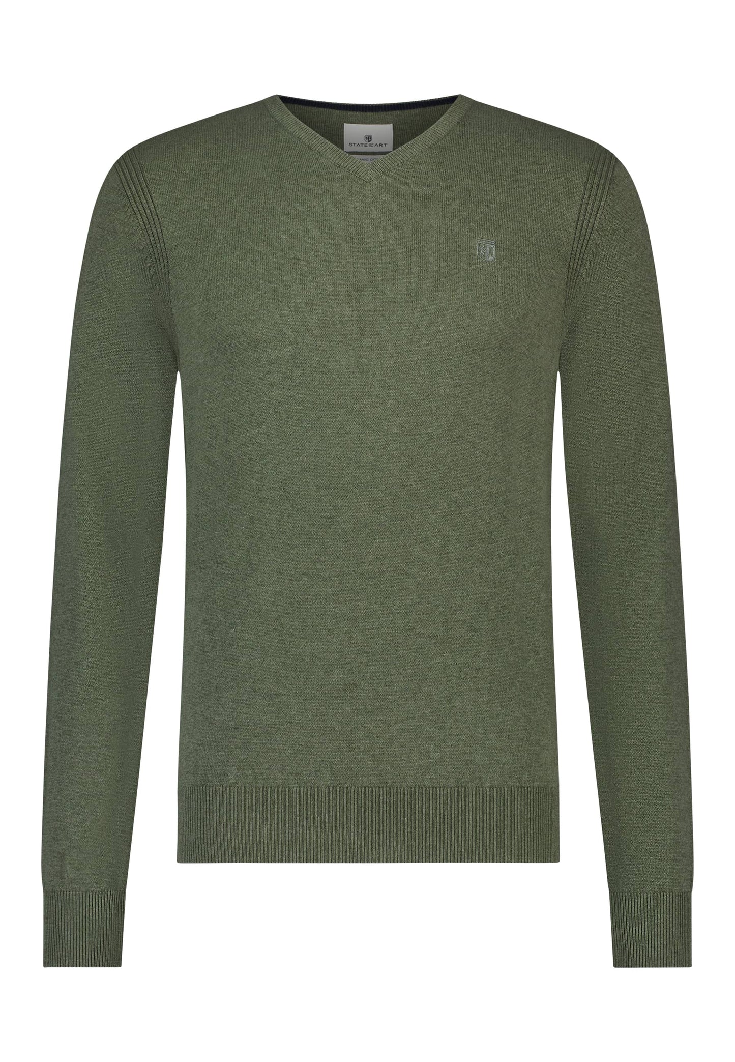 Green cotton V-neck pullover State of Art - 12051/3700