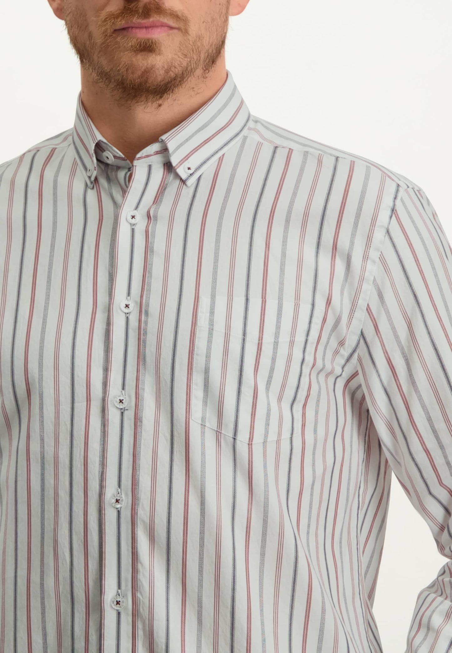 Red striped cotton regular fit shirt State of Art - 13224/1129