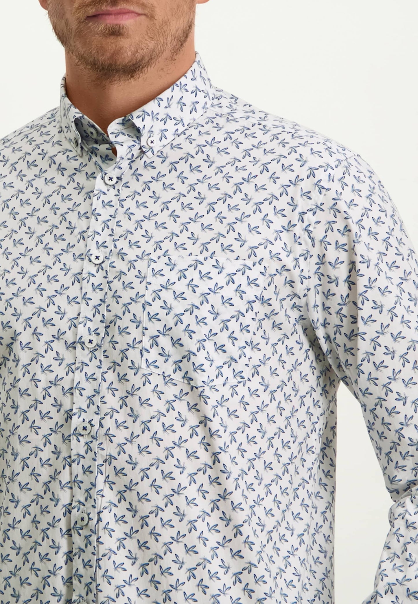 Blue cotton regular fit shirt with print State of Art - 13299/1153