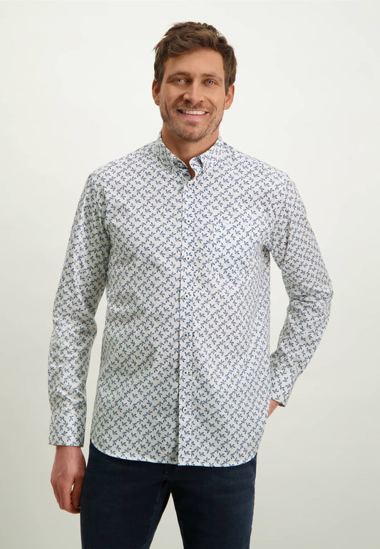 Blauw katoenen regular fit overhemd met print State of Art - 13299/1153 