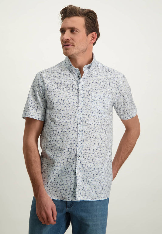  Blauw katoenen regular fit hemd met  korte mouwen en met print State of Art - 13287/1153 