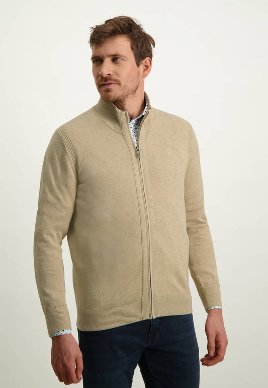 Sand cotton full zip cardigan State of Art - 13030/1600