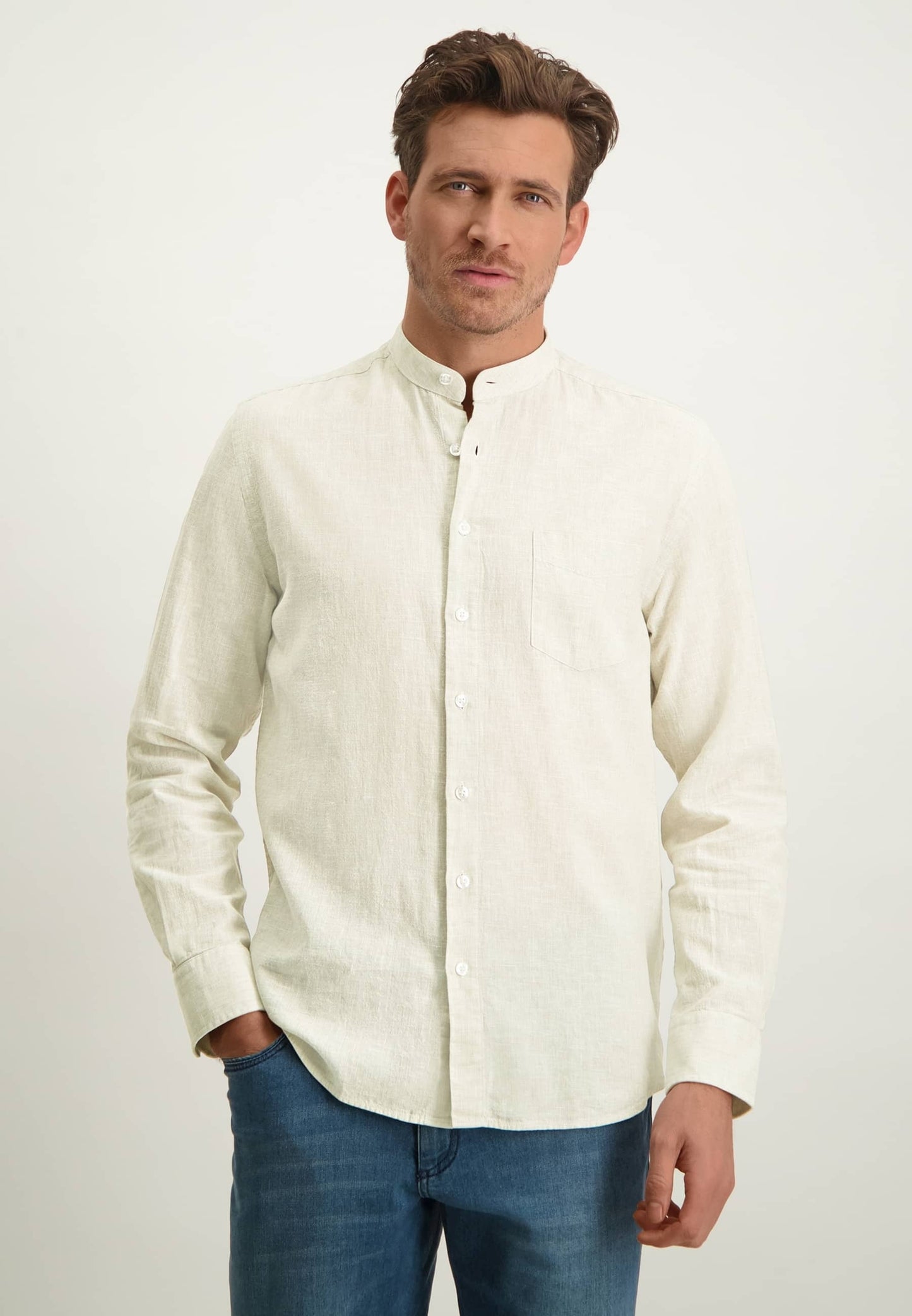 Sand cotton linnen regular fit shirt State of Art - 13237/1611