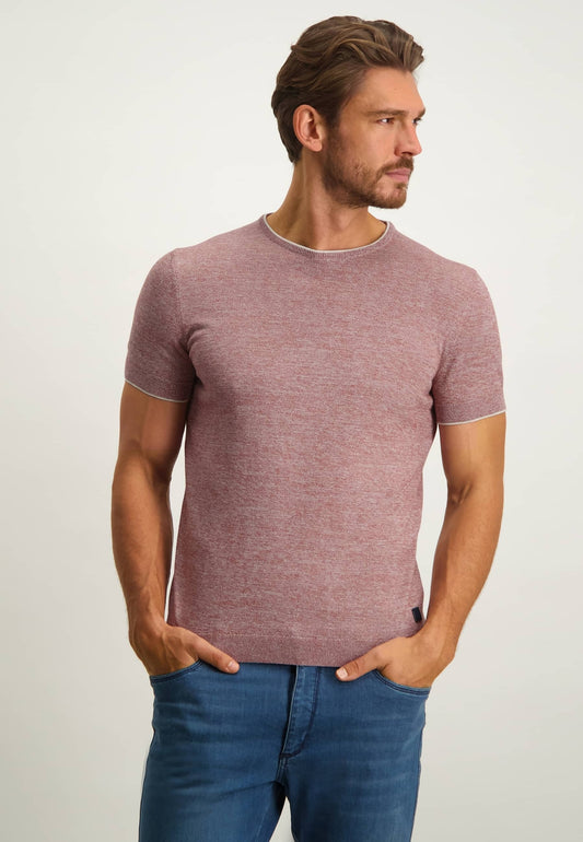 Brick red short sleeve cotton pullover State of Art - 13059/2992