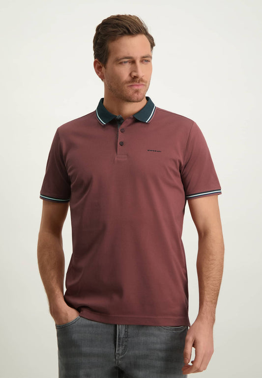 Dark red mercerized cotton polo State of Art - 13429/4298