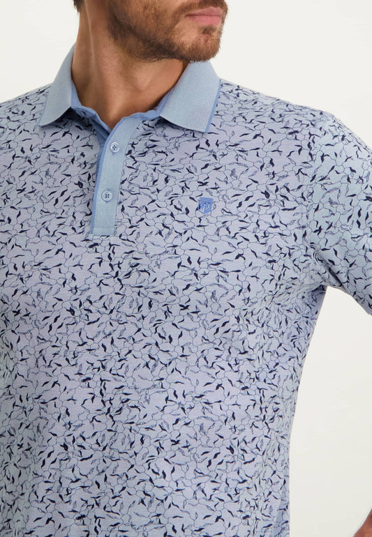 Light blue cotton polo with print State of Art - 13454/5359
