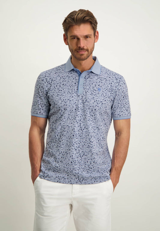 Lichtblauw katoenen polo met print State of Art - 13454/5359 