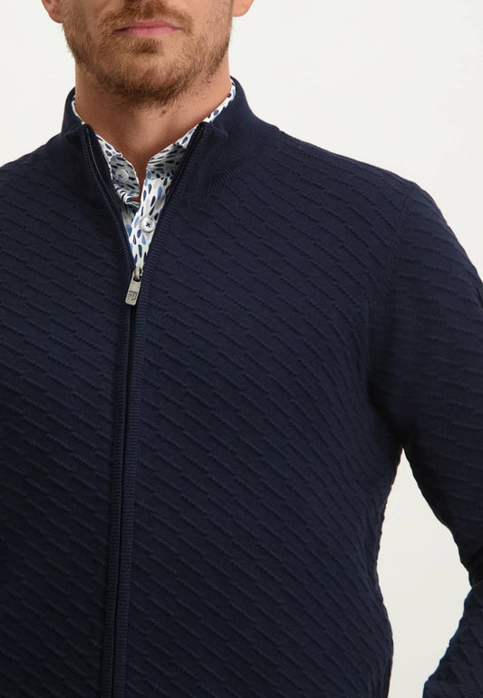 Navy cotton structured zip cardigan State of Art - 13020/5900