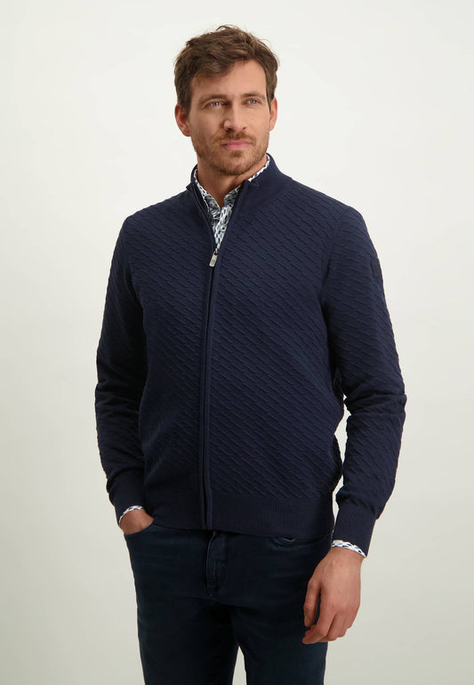 Navy cotton structured zip cardigan State of Art - 13020/5900