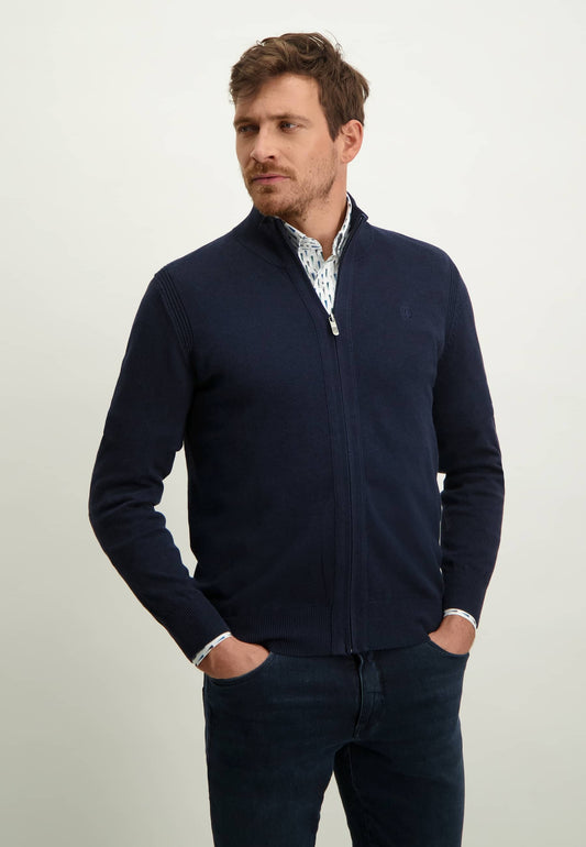 Navy cotton full zip cardigan State of Art - 13030/5900