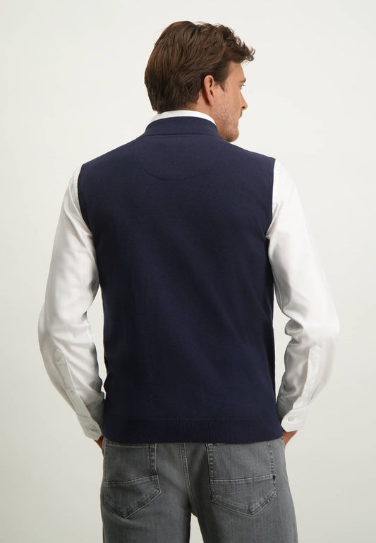 Navy cotton sleeveless cardigan State of Art - 13010/5900