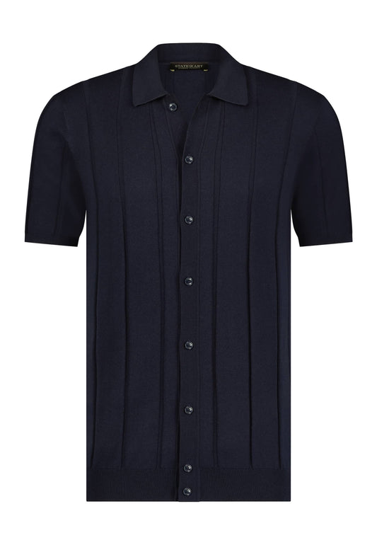 Navy cotton silk polo pullover State of Art - 13755/5900