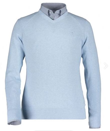 Navy cotton V-neck pullover State of Art - 10148