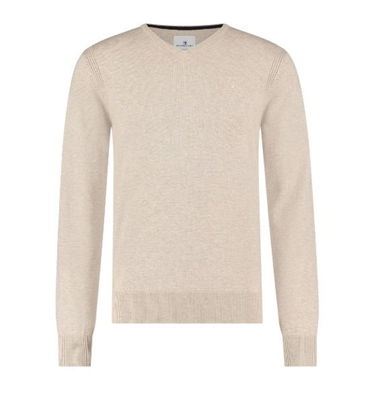 Ecru cotton V-neck pullover State of Art - 11139