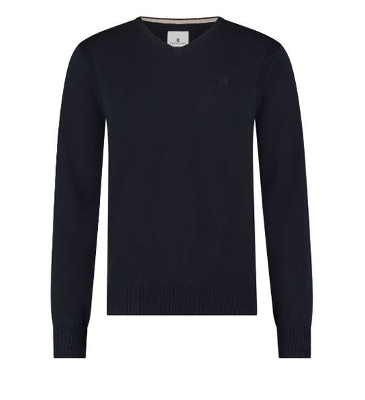 Navy cotton V-neck pullover State of Art - 11139