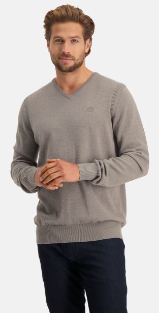 Brown cotton V-neck pullover State of Art - 20093
