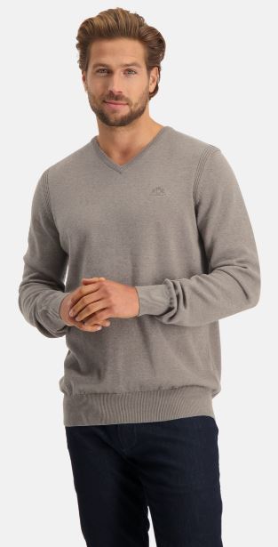 Bruine katoenen V-hals pullover State of Art - 20093