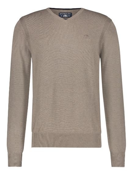 Taupe katoenen V-hals pullover State of Art - 20093