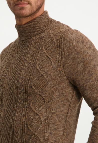 Brown cable cotton turtleneck State of Art - 21066