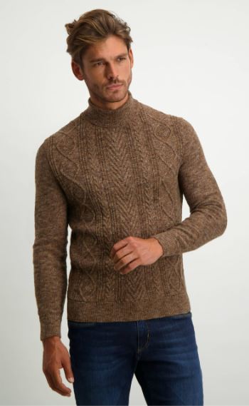 Brown cable cotton turtleneck State of Art - 21066