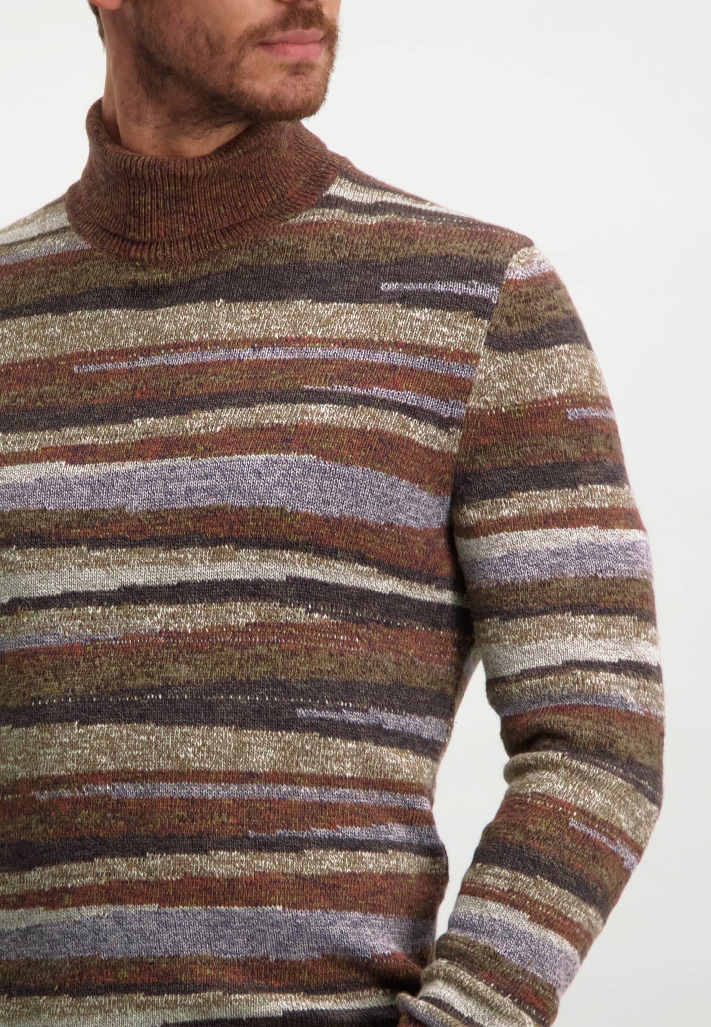 Brown striped cotton turtleneck pullover State of Art - 21070