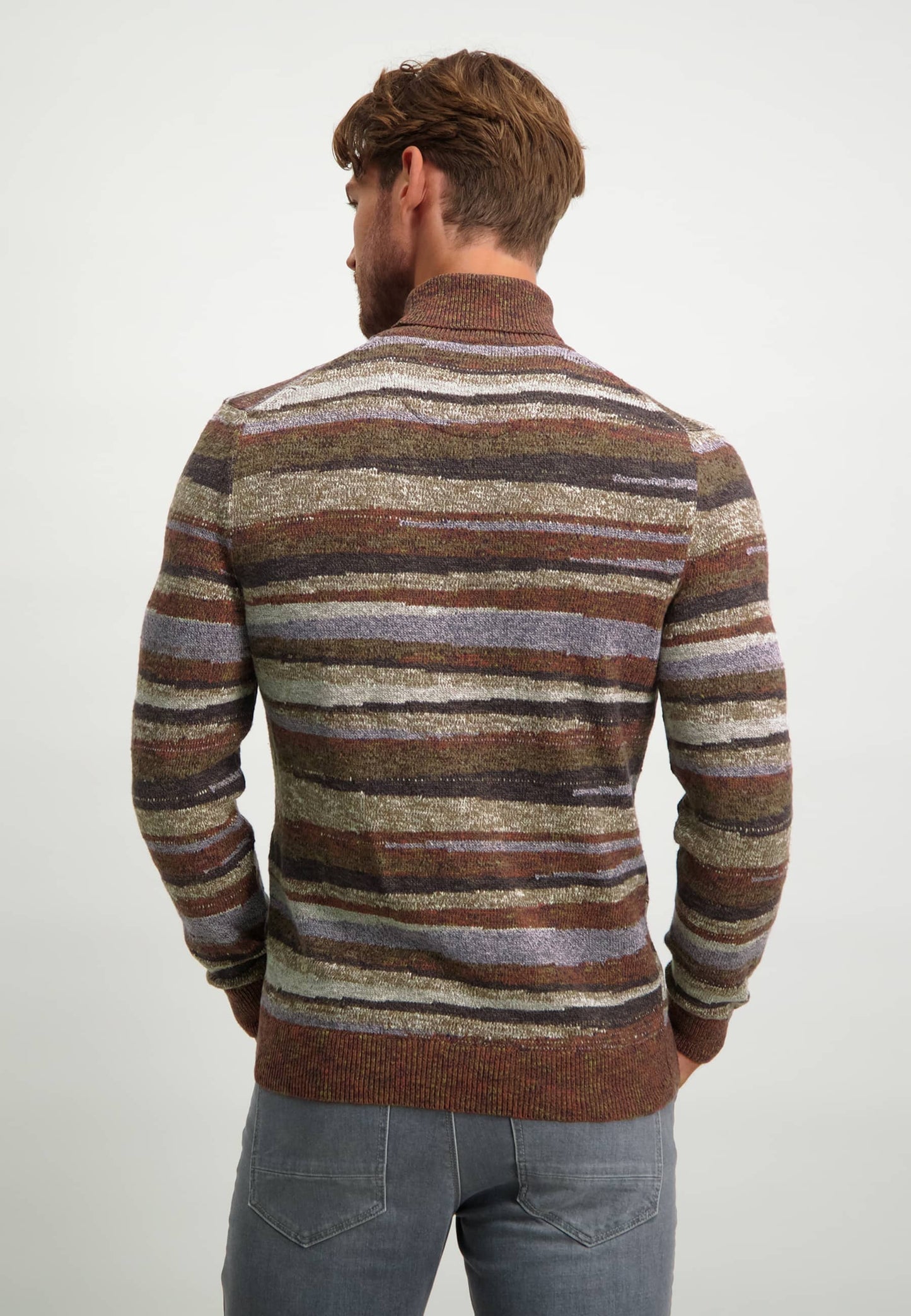Brown striped cotton turtleneck pullover State of Art - 21070