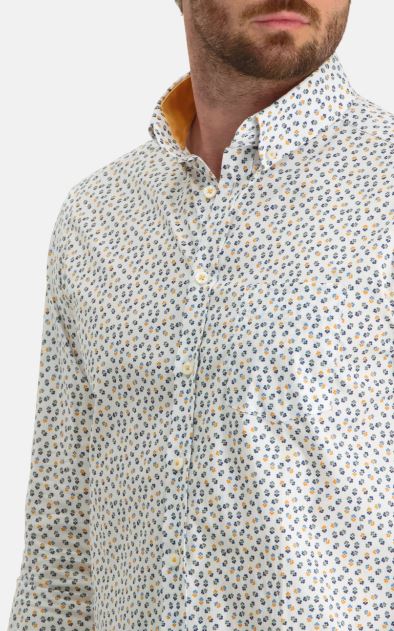 Yellow cotton regular fit shirt with print State of Art - 11261