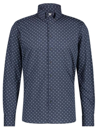 Navy cotton regular fit shirt with flowers State of Art - 21186