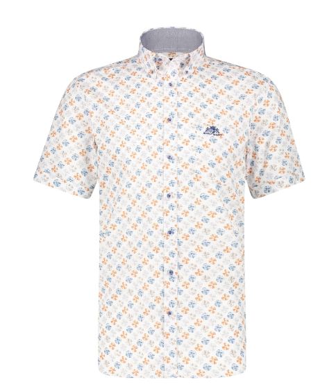 Ochre short sleeve regular fit cotton shirt with print State of Art - 11301
