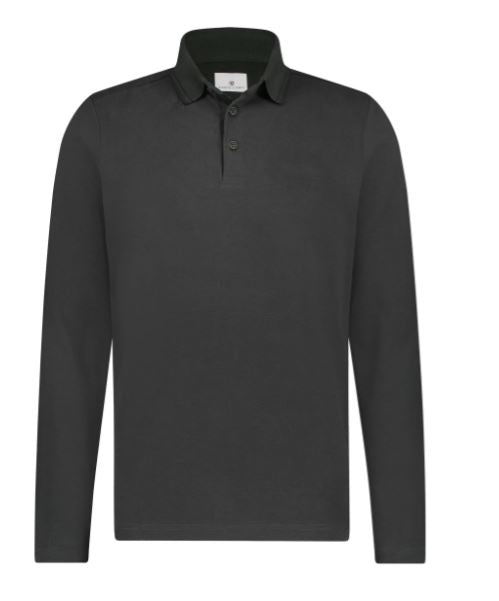 Dark grey cotton long sleeve polo State of Art - 21330/9800