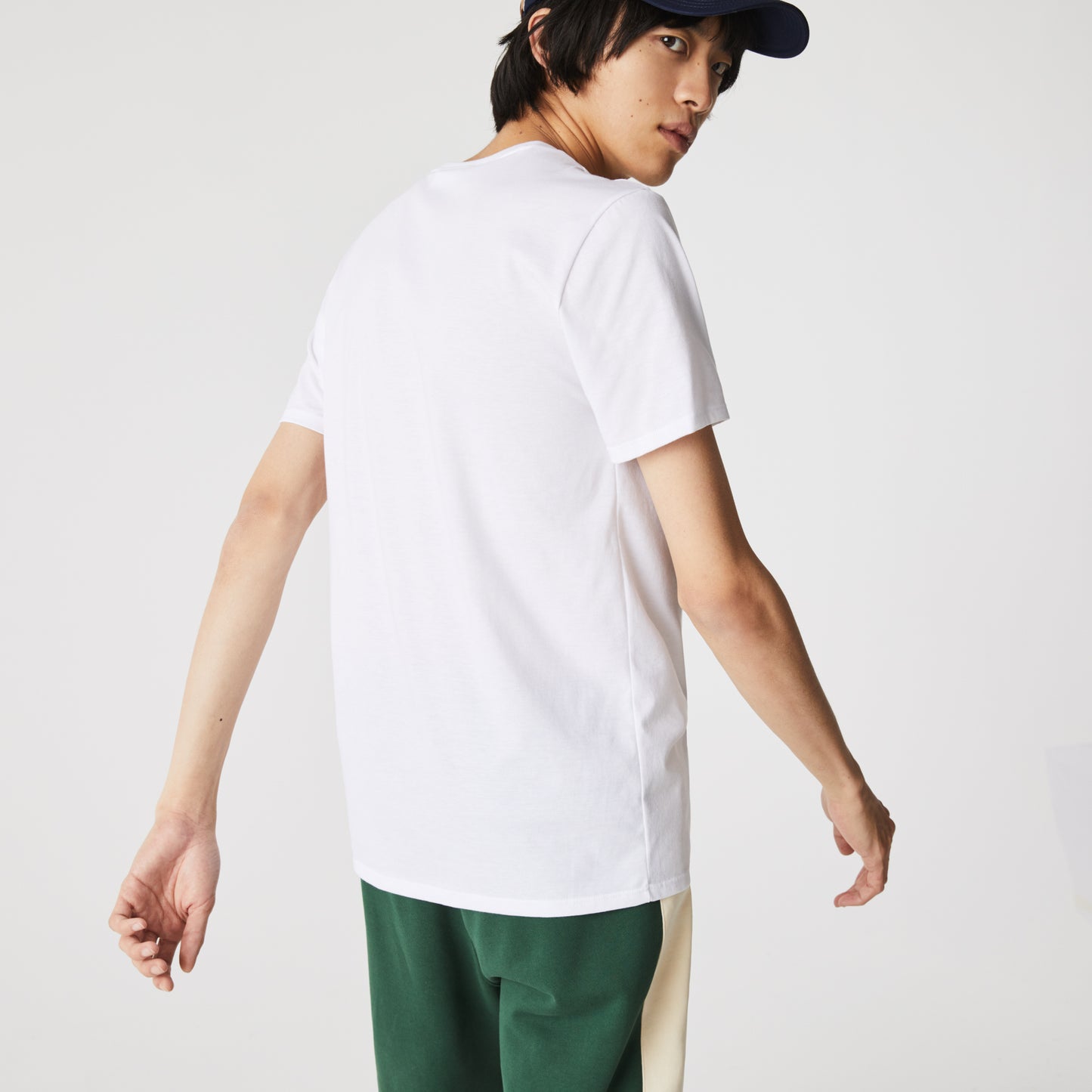 White cotton V-neck T-shirt Lacoste - TH6710/001
