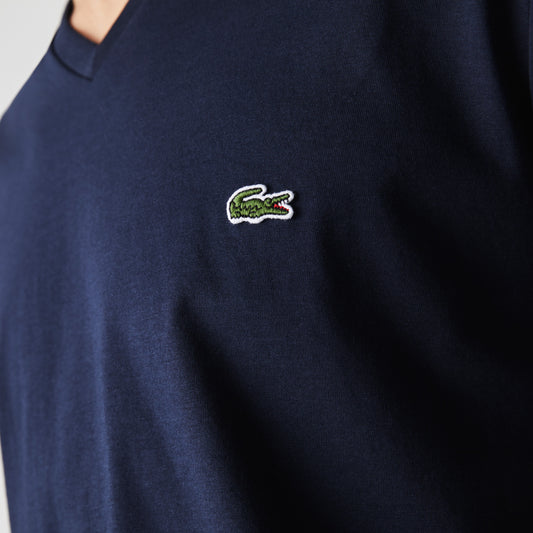 Navy cotton V-neck T-shirt Lacoste - TH6710/166
