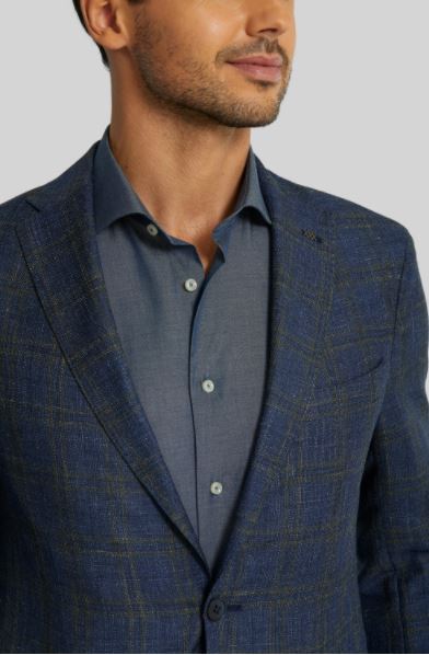 Blue checkered woolen tailored fit jacket Van Gils - 1211VG00003