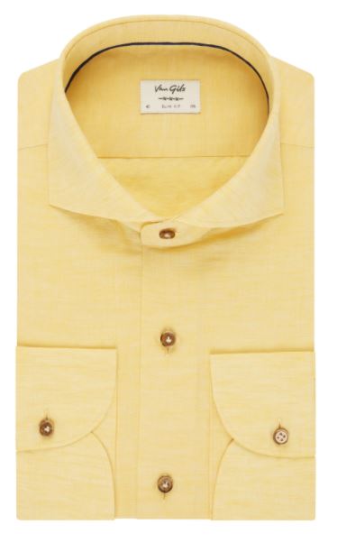 Yellow cotton-linnen slim fit shirt Van Gils - 1511VG00028