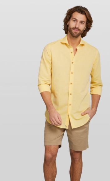 Yellow cotton-linnen slim fit shirt Van Gils - 1511VG00028