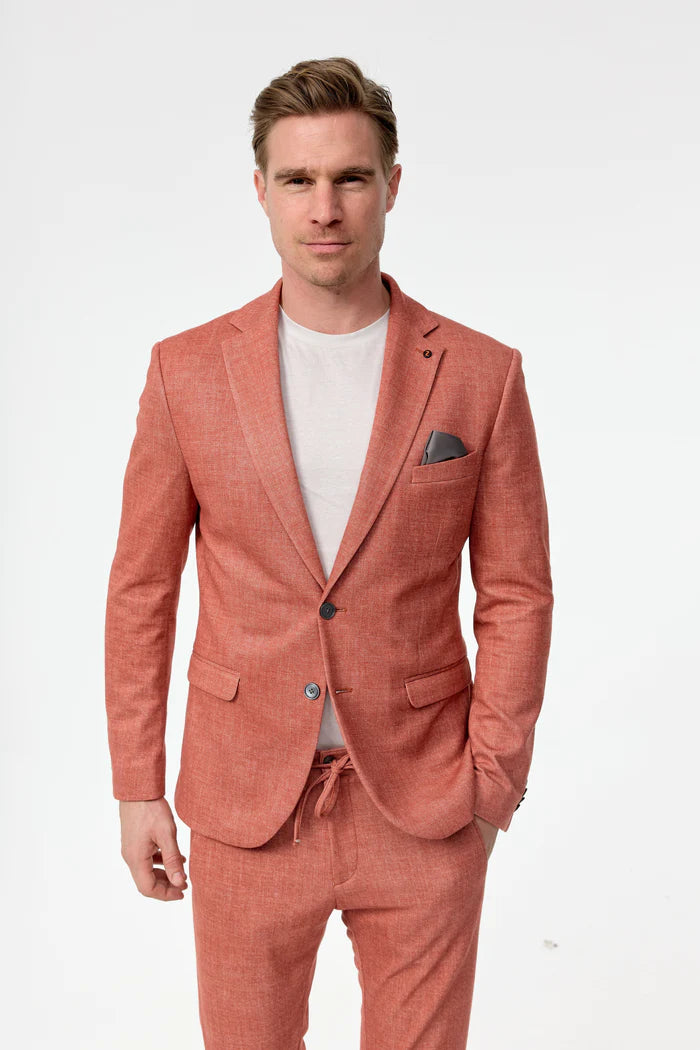 Brick red slim fit suit Zuitable - 221605/490